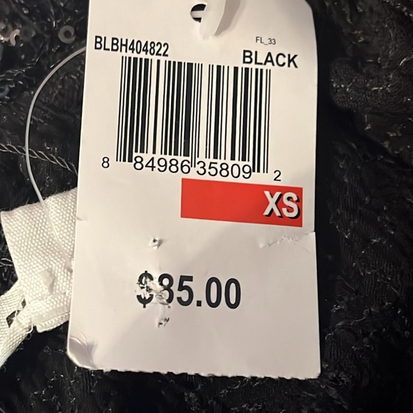 NWT BB Dakota Black Sequin One-Shoulder Top- stretchy Sz XS- gorgeous - Picture 11 of 11